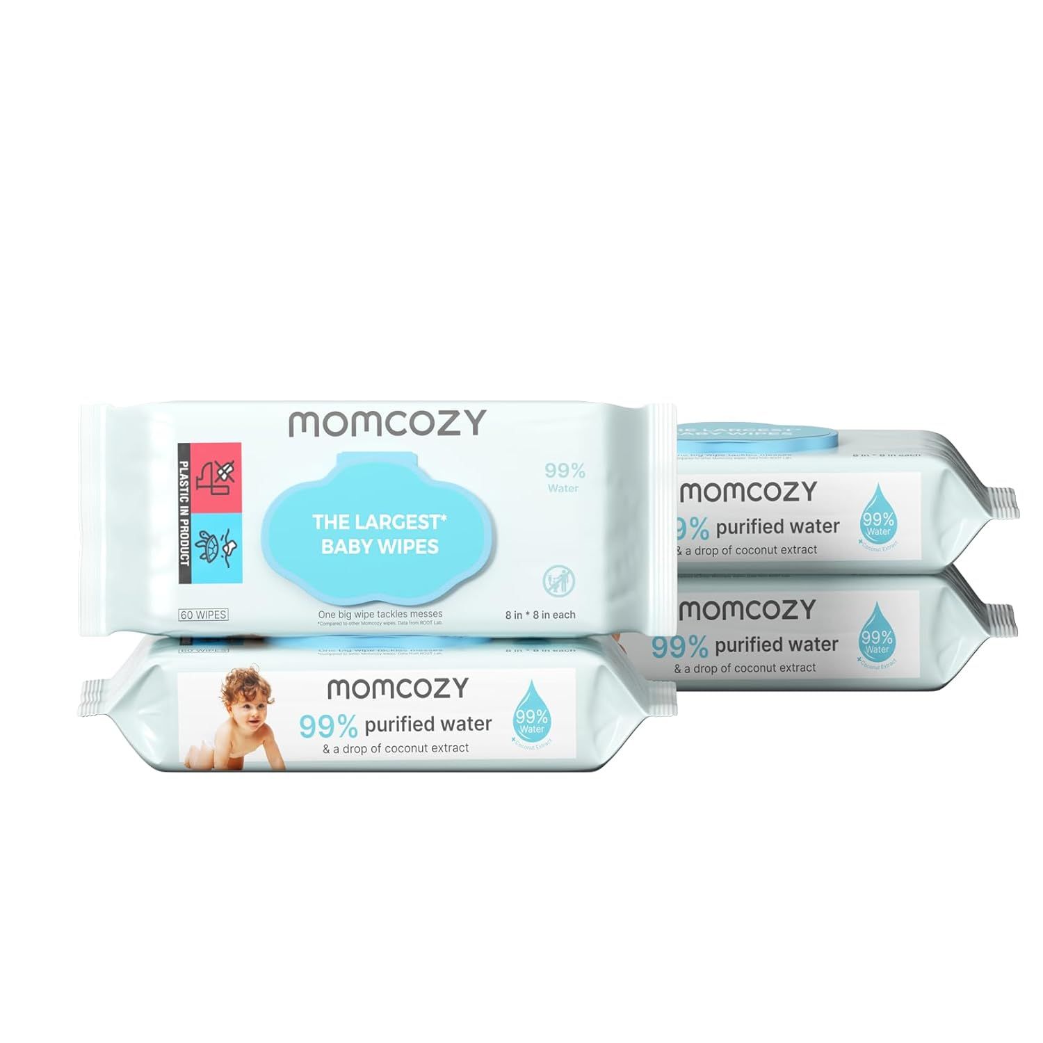 Momcozy 99% Water Baby Wipes - Higher Level of Purity,  240 Count (4 packs)