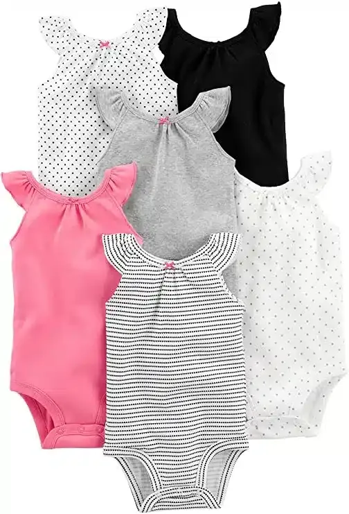 Baby Girls’ Sleeveless Bodysuit, Pack of 6