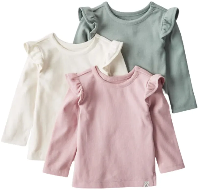 Baby Girl 3-Pack Organic Cotton Rib Flutter Tops