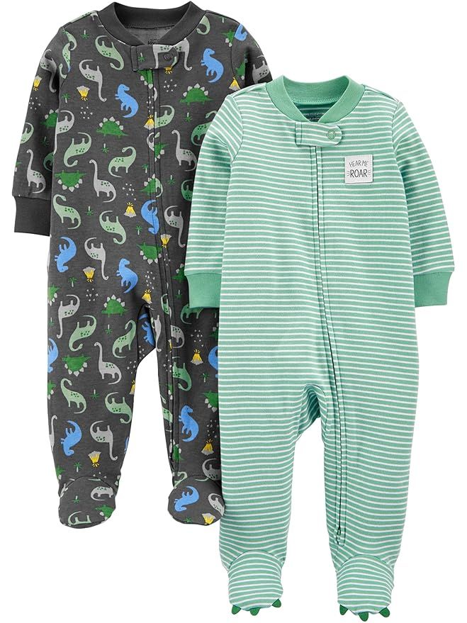 Simple Joys by Carter's Boys' 2-Pack Cotton Snap Footed Sleep and Play