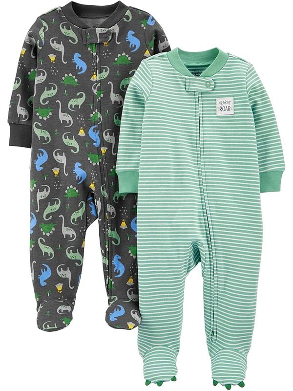 Simple Joys by Carter's Boys' 2-Pack Cotton Snap Footed Sleep and Play