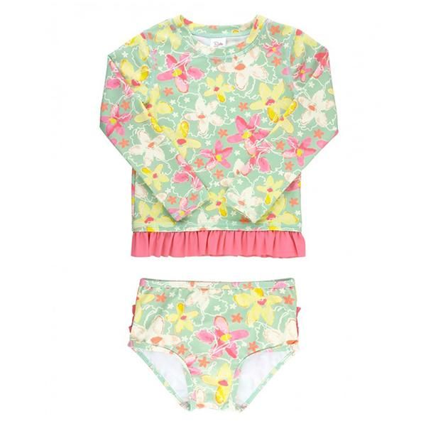RuffleButts Long Sleeve Rashguard Bikini