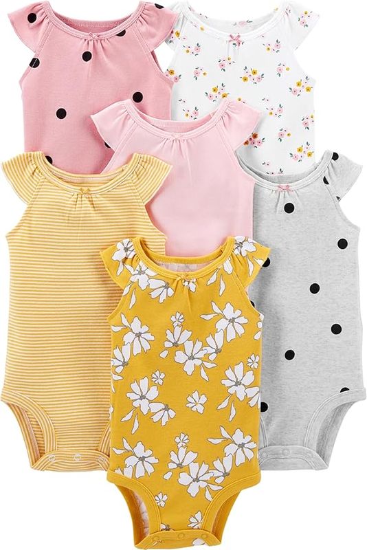 Simple Joys baby-girls 6-pack Short-sleeve Bodysuit