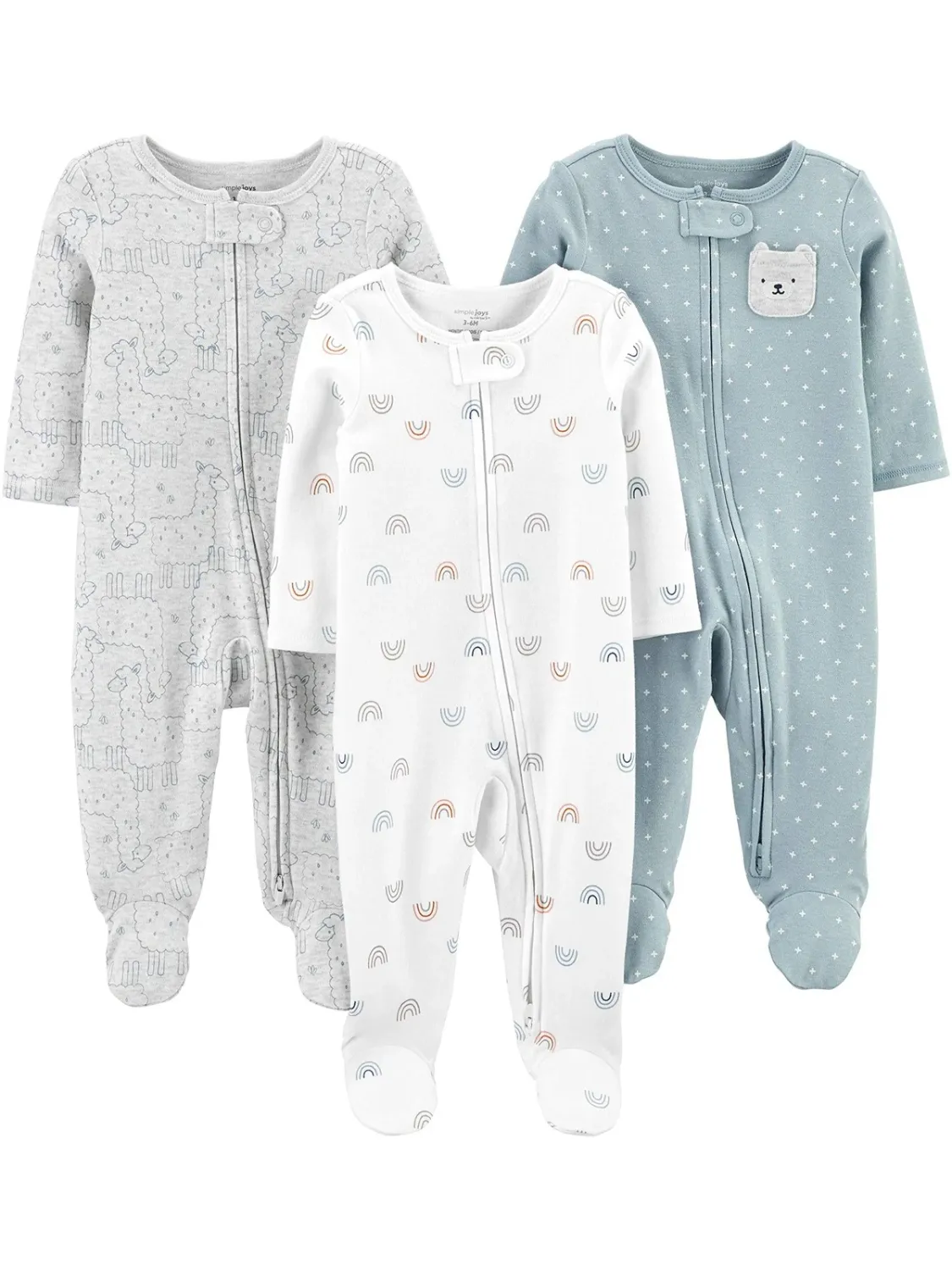 Simple Joys by Carter's Baby Girls' 3Pack Cotton Footed Sleep and Play