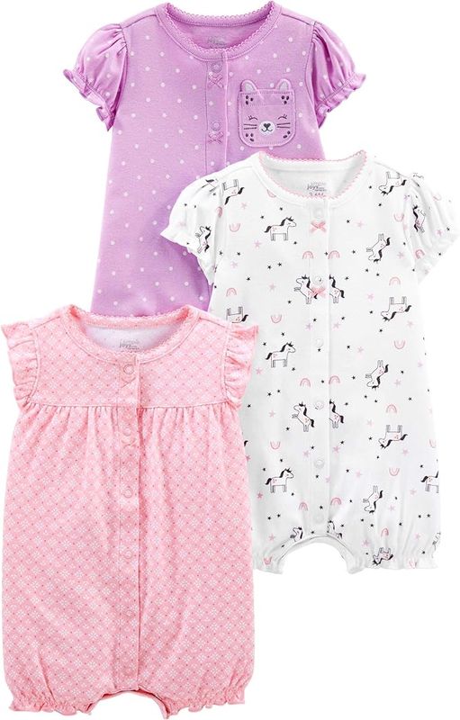 Simple Joys by Carter's Baby Girls' Snap-Up Rompers, Pack of 3