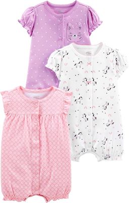 Simple Joys by Carter's Baby Girls' Snap-Up Rompers, Pack of 3