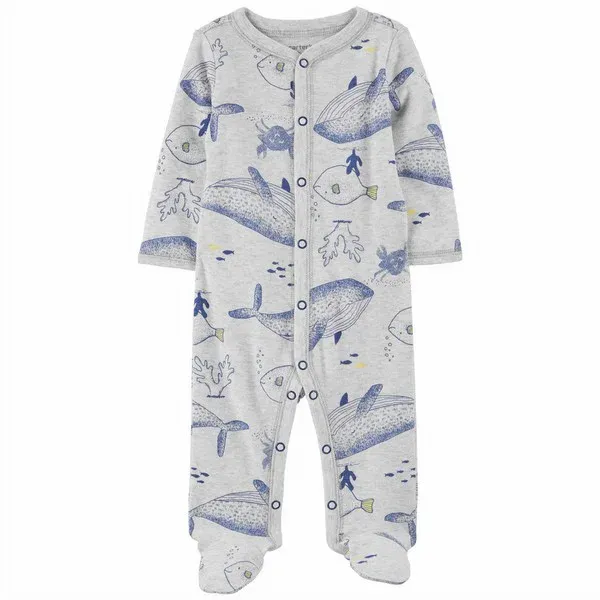 Carter's Whale Snap-Up Cotton Footie Sleep &amp; Play Onesie - Baby Boy