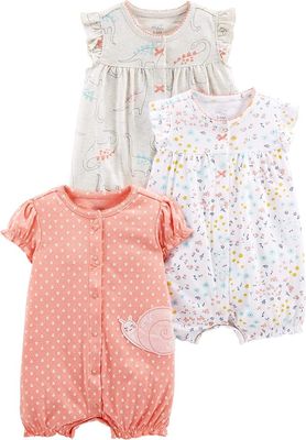 Simple Joys by Carter's Baby Girls' Snap-Up Rompers, Pack of 3