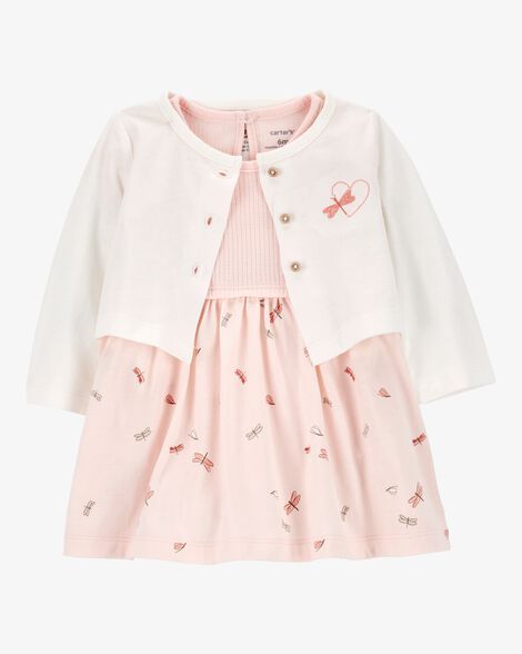 Baby 2-Piece Feather Bodysuit Dress &amp; Cardigan Set