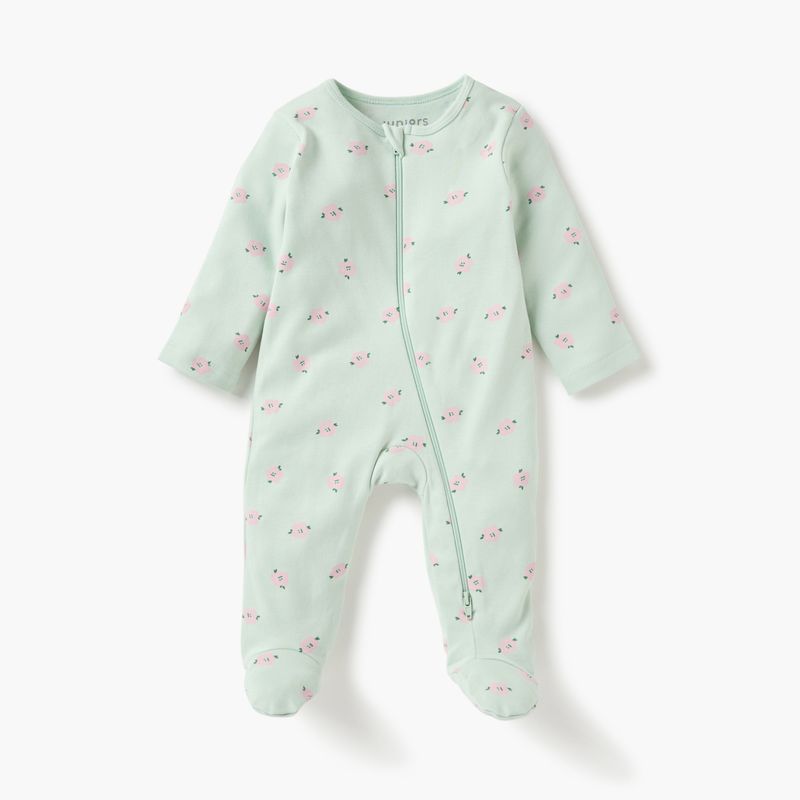 Juniors Floral Print Closed Feet Sleepsuit with Zip Closure