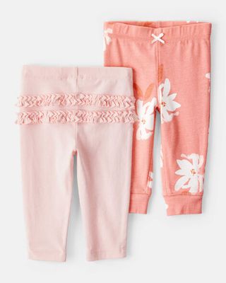 Baby 2-Pack Pull-On Pants - Pink/Floral