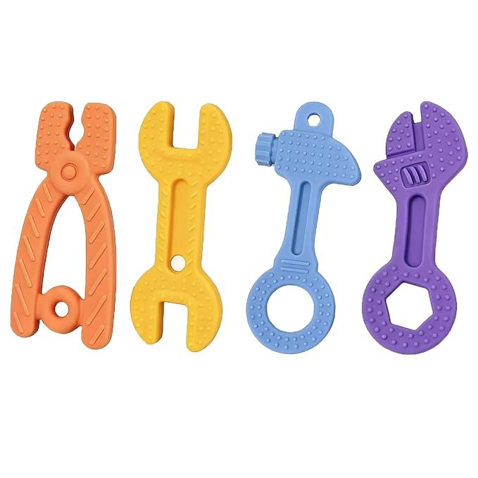 Baby Teething Toys, Baby Chew Teethers for 0 3-6months | BPA Free Silicone Teethers for Babies, Hammer Wrench Spanner Pliers Shape Teether Baby Chew Toys