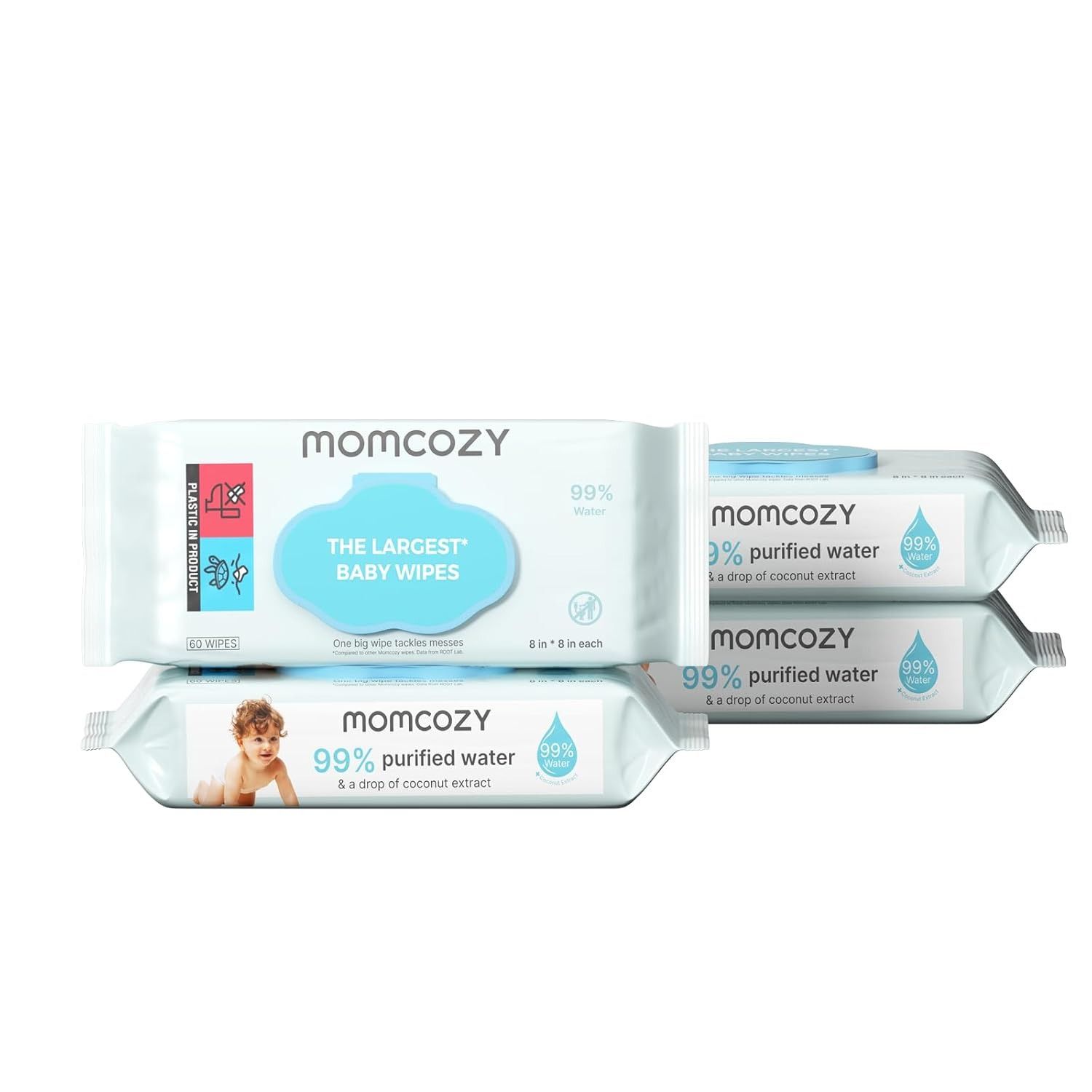 Momcozy 99% Water Baby Wipes - Higher Level of Purity,  60 Count Packs