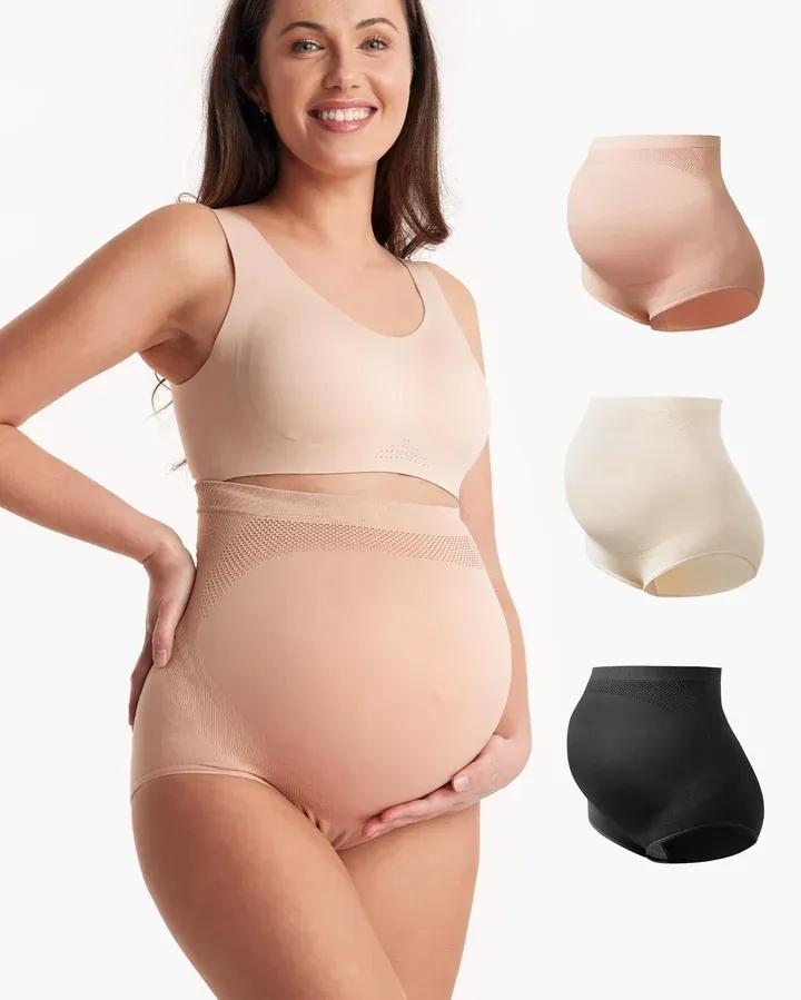 High Waist Pregnancy Seamless Soft Belly Support Panties (Pack of 3)