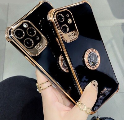Coque de luxe noire et or pour iPhone (12, 11, SE, X, XR, XS, 8, 7)