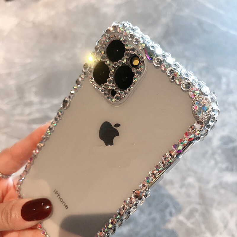 Belle coque transparente avec strass pour téléphone iPhone 12, 12 Mini, 12 Pro, 12 Pro Max, 11, 11 Pro, 11 Pro Max