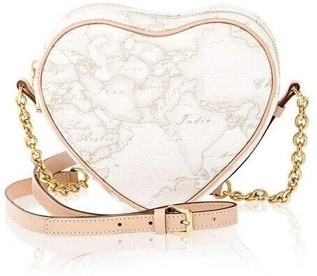 Prima Classe Borsa a Cuore Geo White
