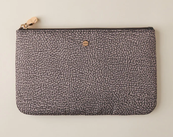 BORBONESE BUSTA PORTADOCUMENTI CLASSICA BUSTA DI TESSUTO RICICLATO OP E PELLE  CLAY GREY