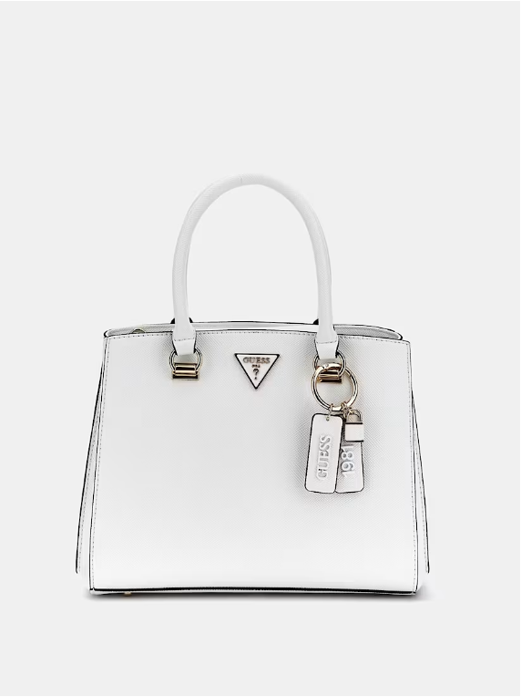 GUESS Borsa a mano noelle saffiano bianco