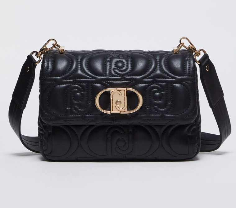 Borsa a tracolla matelassé con logo nero Borsa a tracolla matelassé con logo nero
