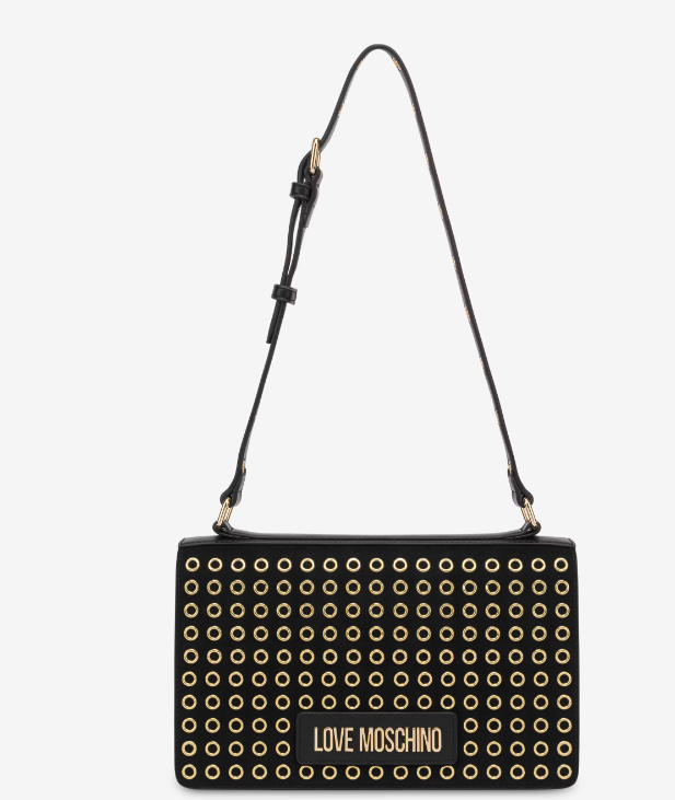 Borsa a spalla con occhielli Glam Up nero gold