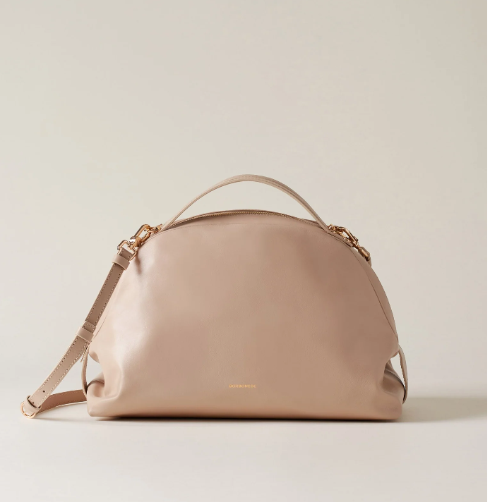 BORBONESE BAULETTO MEDIUM Borsa a Mano di Vitello  PORRIDGE