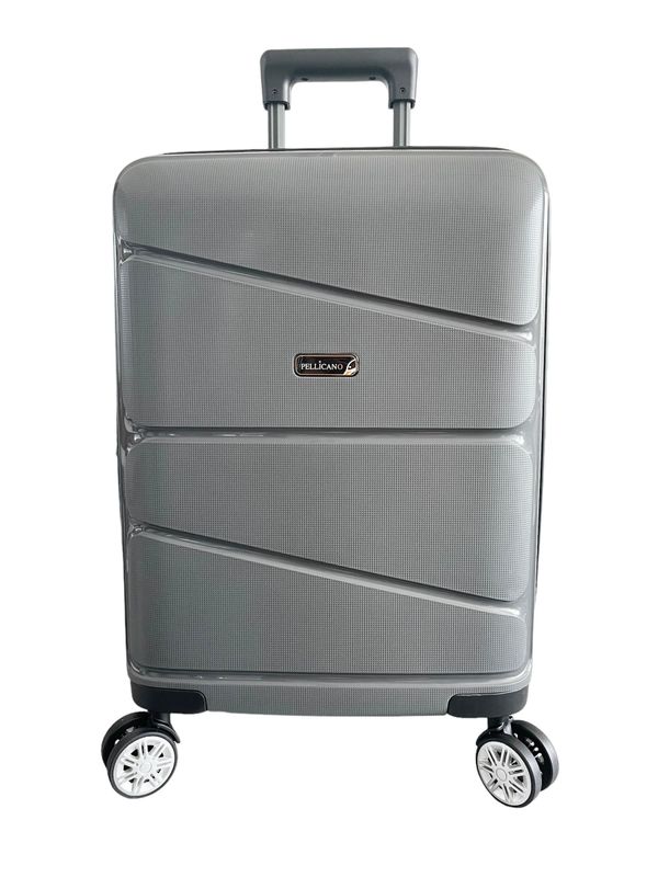 New Pop Pellicano Trolley Bagaglio a Mano 4 ruote Espandibile Ultra Flex Antracite