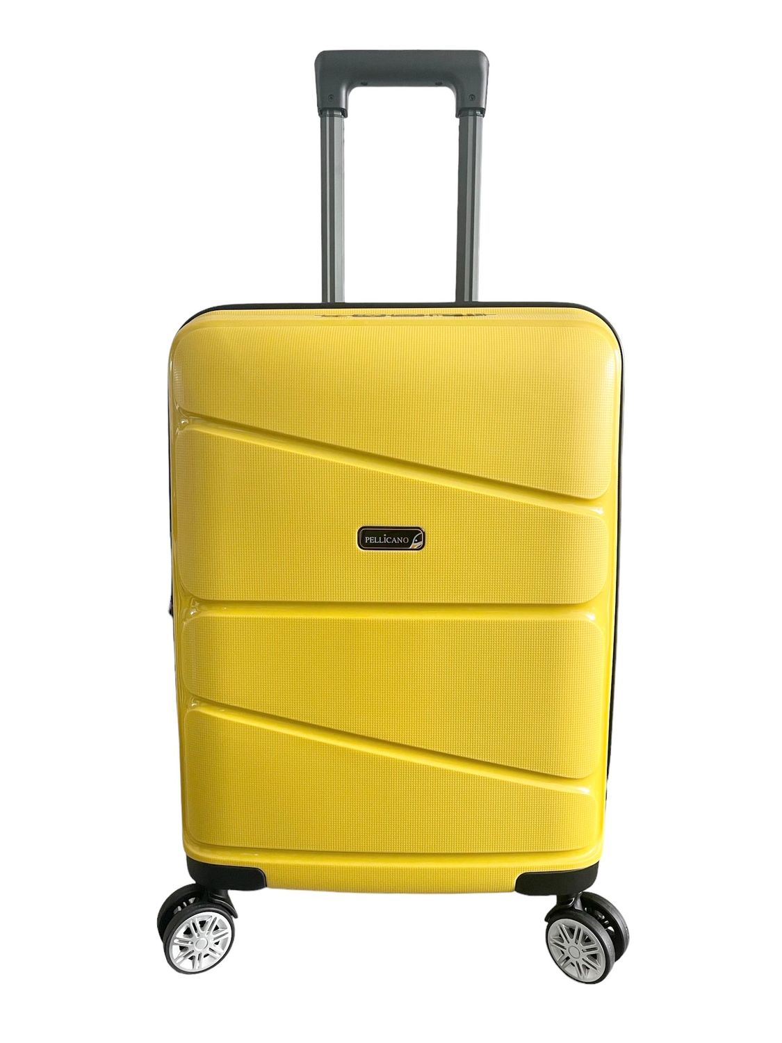 New Pop Pellicano Trolley Bagaglio a Mano 4 ruote Espandibile Ultra Flex Giallo