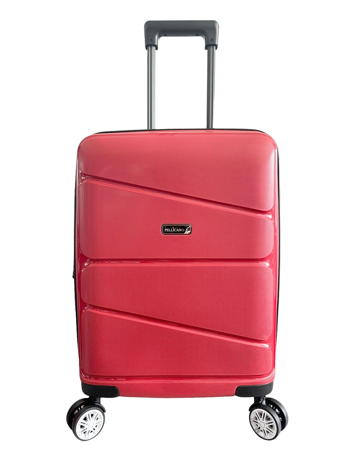 New Pop Pellicano Trolley Bagaglio a Mano 4 ruote Espandibile Ultra Flex Rosso