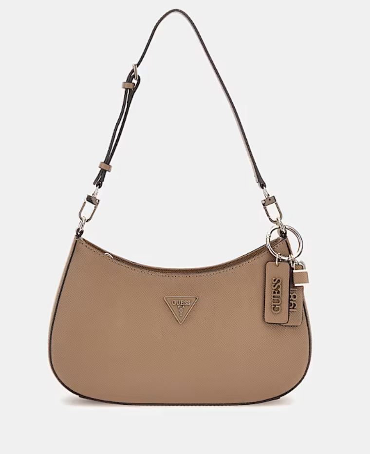 GUESS Borsa a spalla noelle saffiano grigio Dark Taupe
