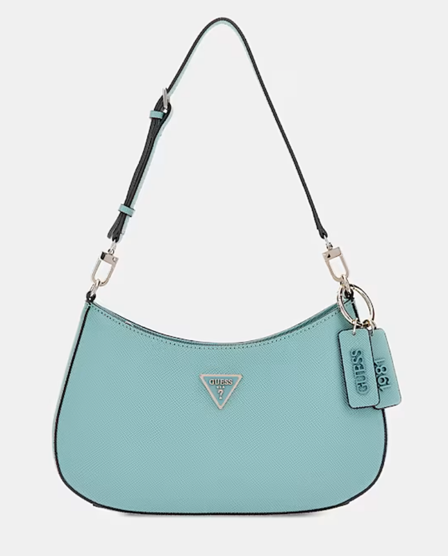 GUESS Borsa a spalla noelle saffiano grigio Teal