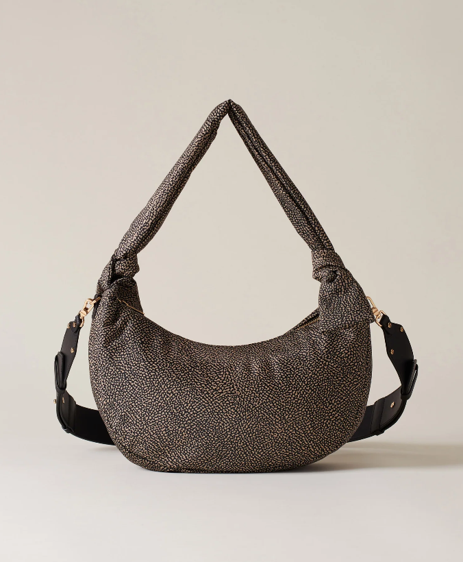 BORBONESE HOBO LOVER MEDIUM Borsa a Spalla di Tessuto Riciclato OP