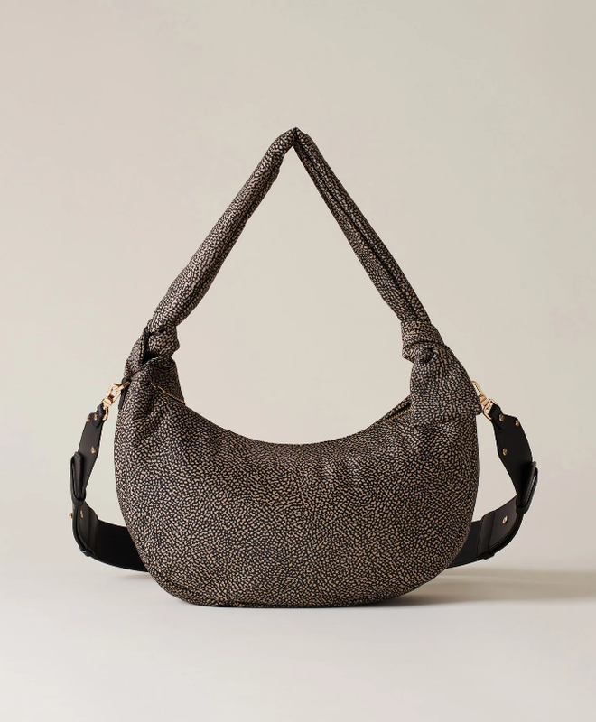 BORBONESE HOBO LOVER MEDIUM Borsa a Spalla di Tessuto Riciclato OP
