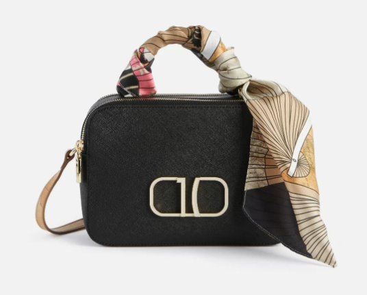 Alviero Martini Prima Classe Foulard Vibe tracollina doppia zip in tessuto saffiano Nero