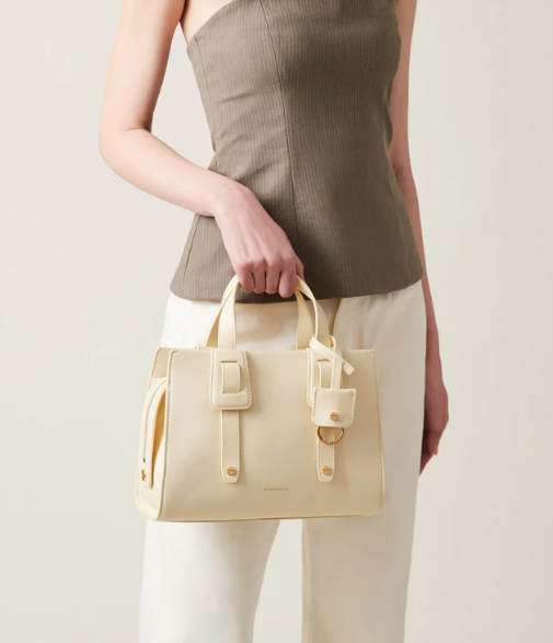 DÉJEUNER BAULETTO SMALL Borsa a Mano di Pelle Sabbia