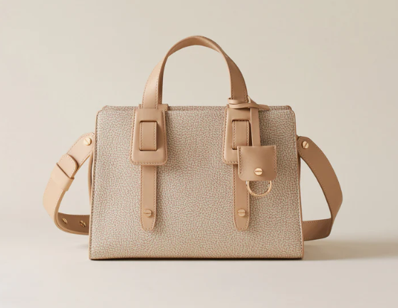 BORBONESE DÉJEUNER BAULETTO SMALL Borsa a Mano di Tela Rivestita OP