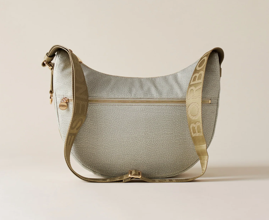 BORBONESE LUNA BAG MIDDLE di Tessuto Riciclato Op Kaki