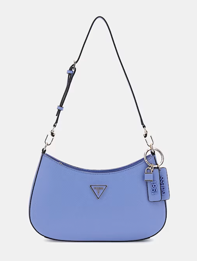 GUESS Borsa a spalla noelle saffiano azzurro
