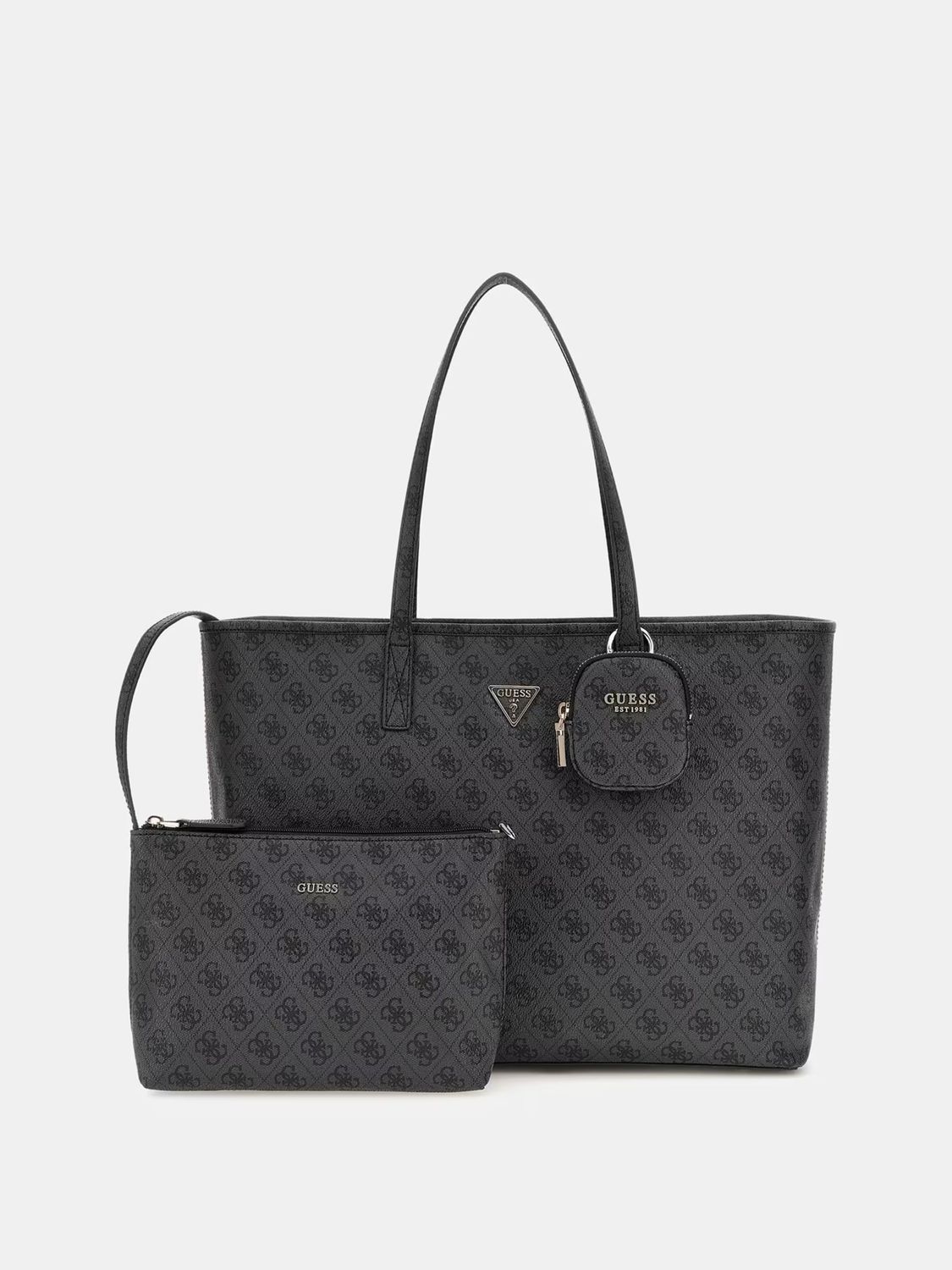 GUESS Shopper Power Play con pochette 4g Coal Logo Nero