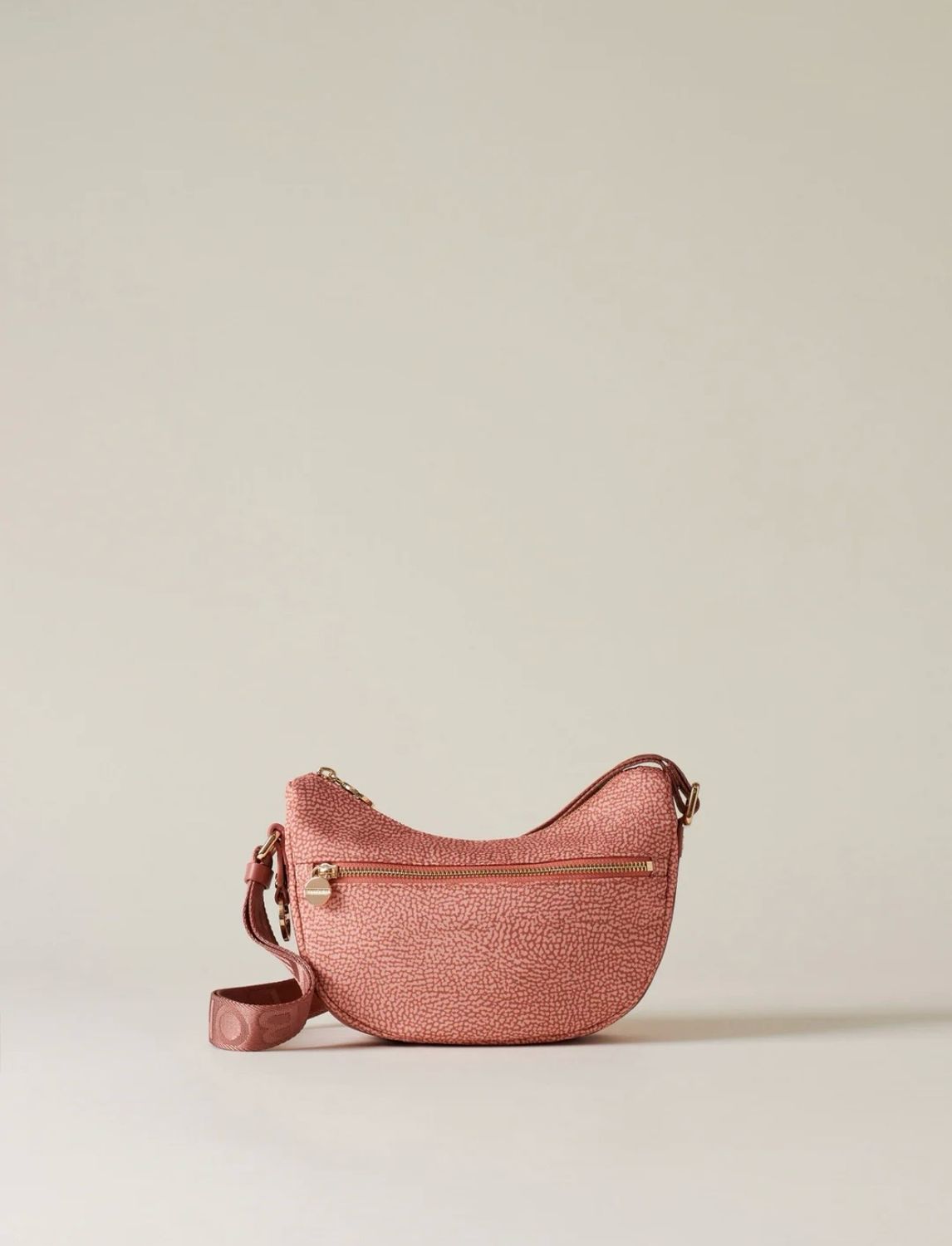 BORBONESE HOBO LUNA MINI Tracolla di Tessuto Riciclato Op Lipstick