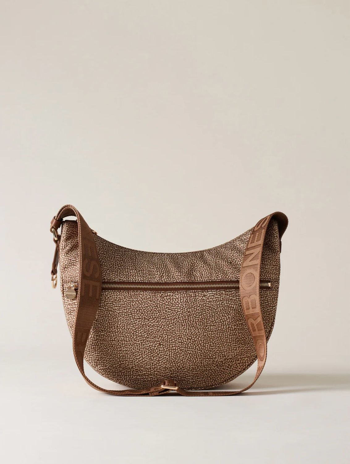 BORBONESE LUNA BAG MIDDLE di Tessuto Riciclato Op Beige/Brown