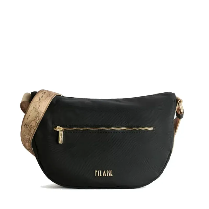 Alviero Martini Prima Classe Nylon Metaverse tracolla a mezzaluna grande Nera