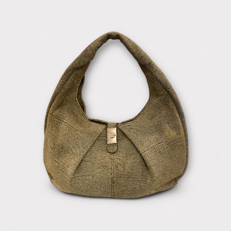 BORBONESE HOBO BAG GRANDE Borsa a Spalla di Camoscio OP