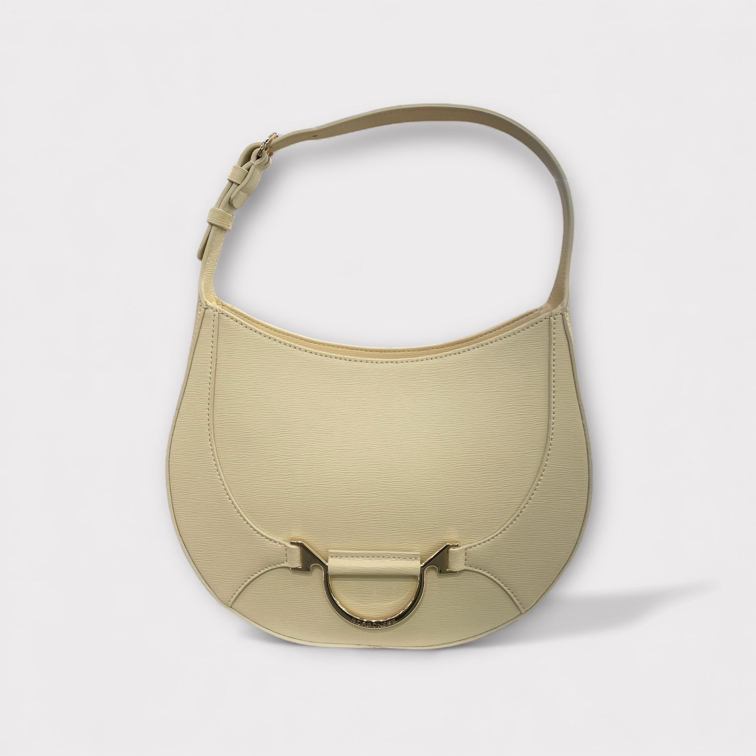 BIRBONESE SMALL HOBO BAG pelle zigrinata avorio