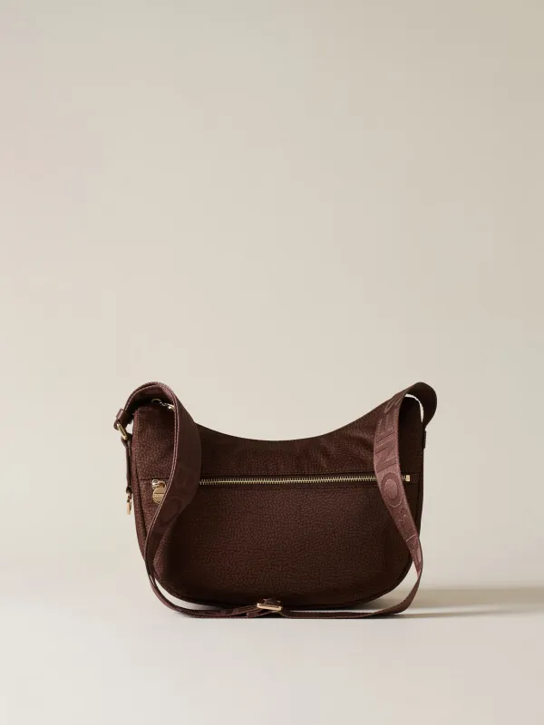 BORBONESE LUNA BAG SMALL Hobo di Tessuto Riciclato Op Noisette BORBONESE LUNA BAG SMALL Hobo di Tessuto Riciclato Op Noisette