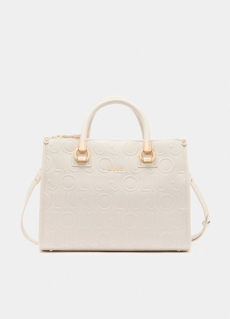 Borsa satchel media con logo Liu Jo Bianco Borsa satchel media con logo Liu Jo Bianco