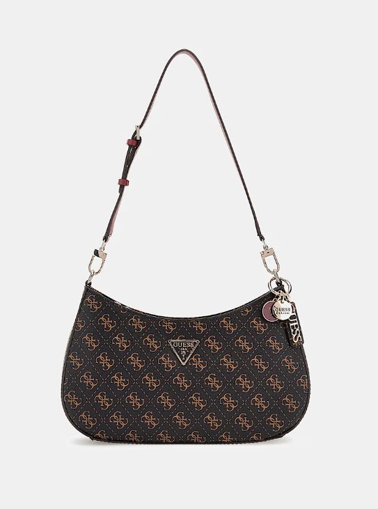 GUESS Borsa a spalla noelle 4g logo marrone