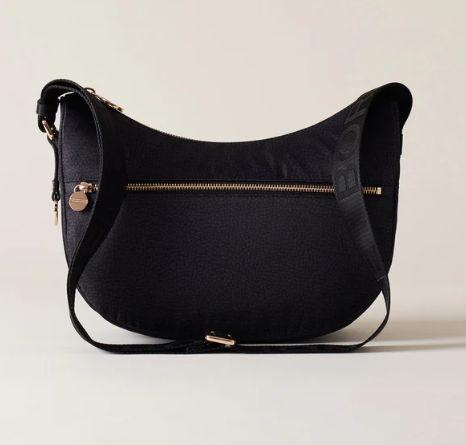 BORBONESE LUNA BAG SMALL Hobo di Tessuto Riciclato Op Black
