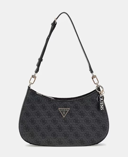 GUESS Borsa a spalla noelle 4g logo coal logo nero