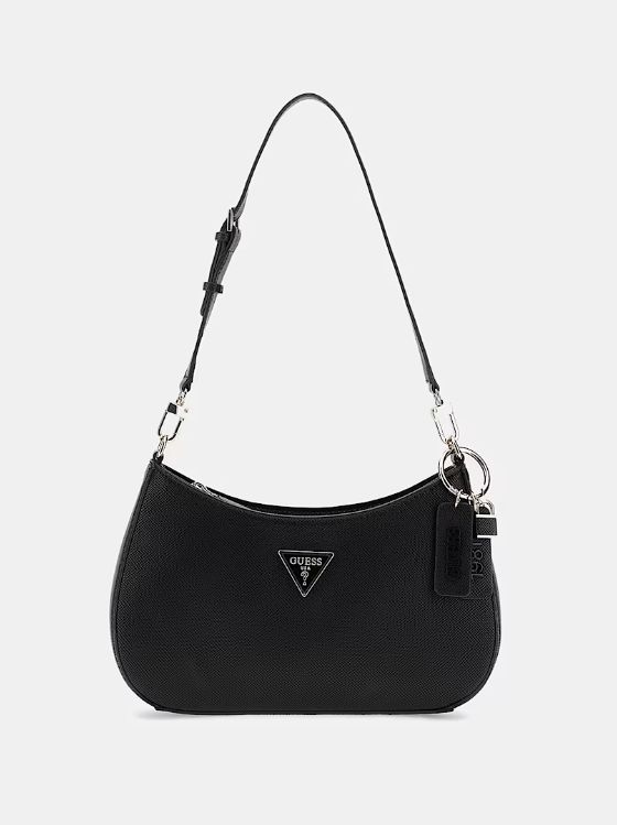 GUESS Borsa a spalla noelle saffiano nero